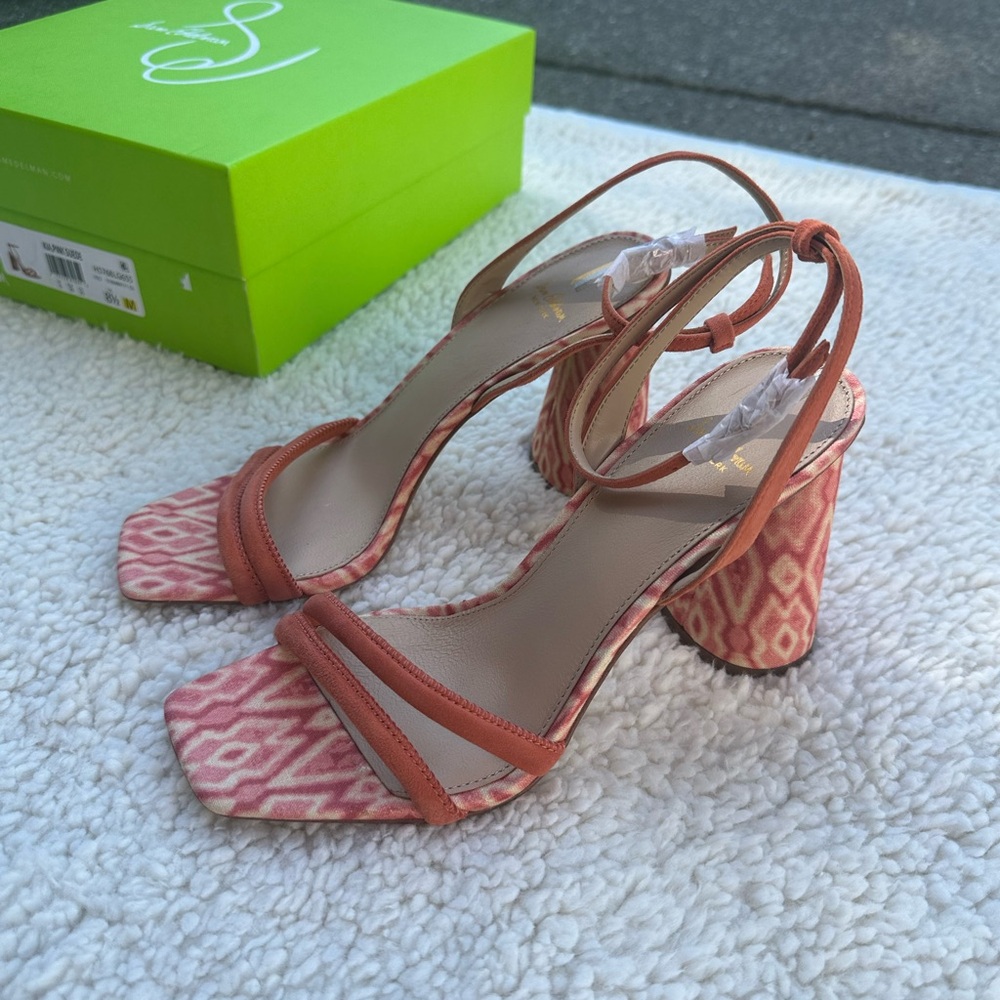 Sam Edelman Kia Sandal Block Heel Strappy Shoe Terracotta Pink Suede Size 8.5